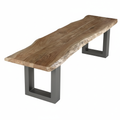 Acacia Live Edge Dining Bench With U Shape Black Metal Legs 125 cm