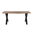 200cm 8-Seater Live Edge Acacia Wood Dining Table with Cross Black Metal Legs