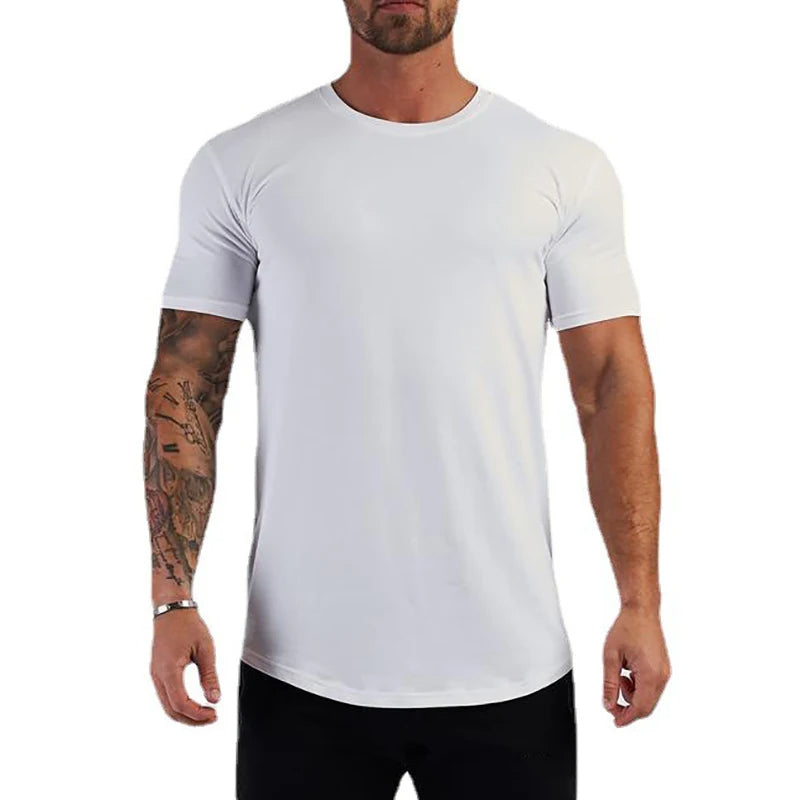 Men's Slim Fit Gym Fitness Casual Running T-shirt White