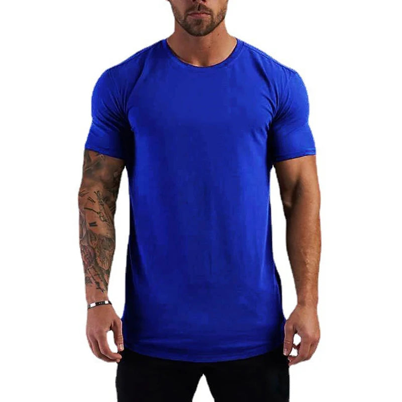 Men's Slim Fit Gym Fitness Casual Running T-shirt Blue