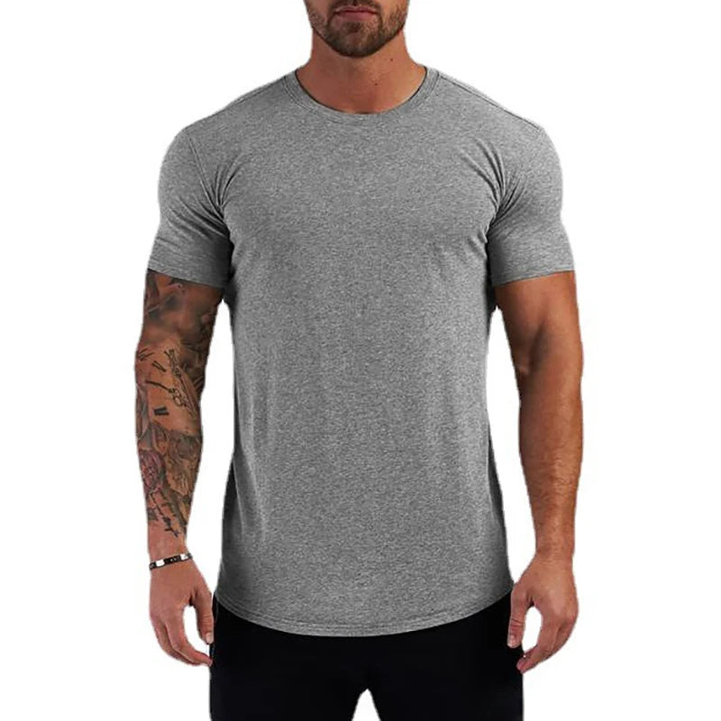 Men's Slim Fit Gym Fitness Casual Running T-shirt Gray