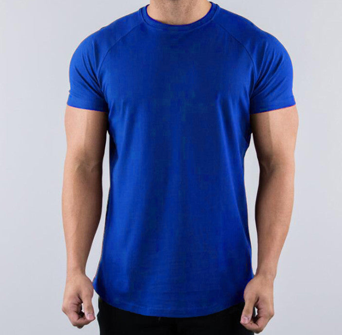 Men's Breathable Solid Color Short Sleeve T-shirt Blue