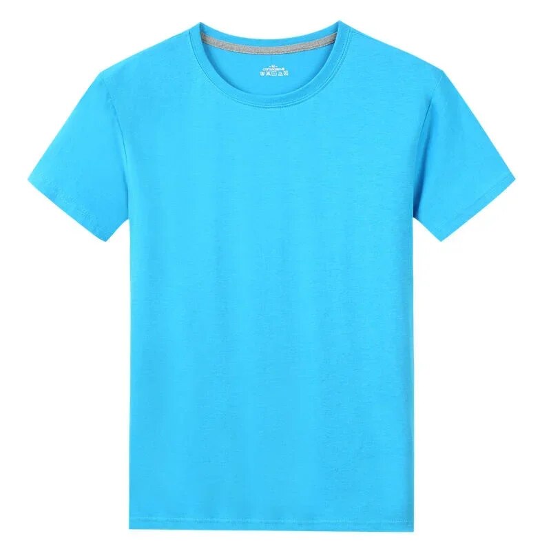 Men's Short Sleeve Solid color O-Neck T-shirts Blue