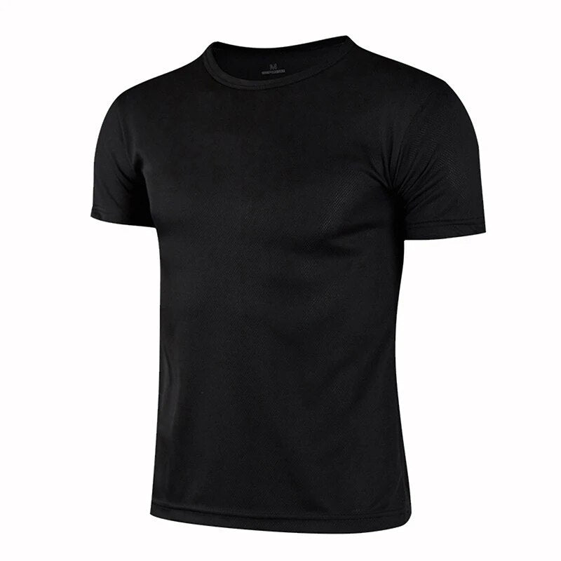 Men's Breathable Solid Color Short Sleeve T-shirt Black