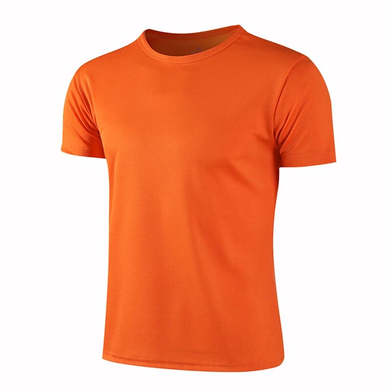Men's Breathable Solid Color Short Sleeve T-shirt Orange